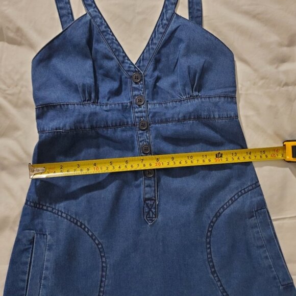 H&M EUROPE- Vintage Cotton Dungaree Overall A Line Dress - Picture 14 of 16